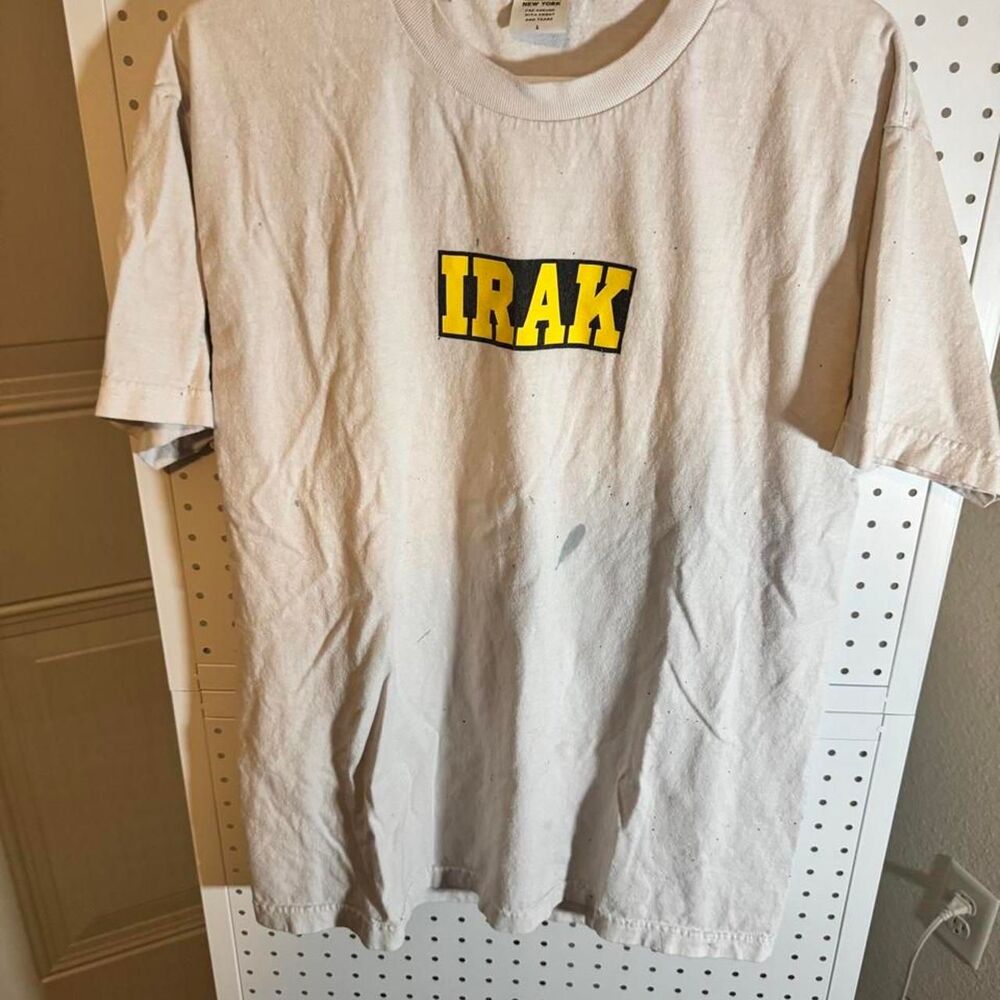 Irak Men's Cream and Tan T-shirt